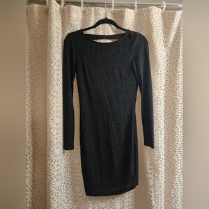 Long sleeve black shimmer dress